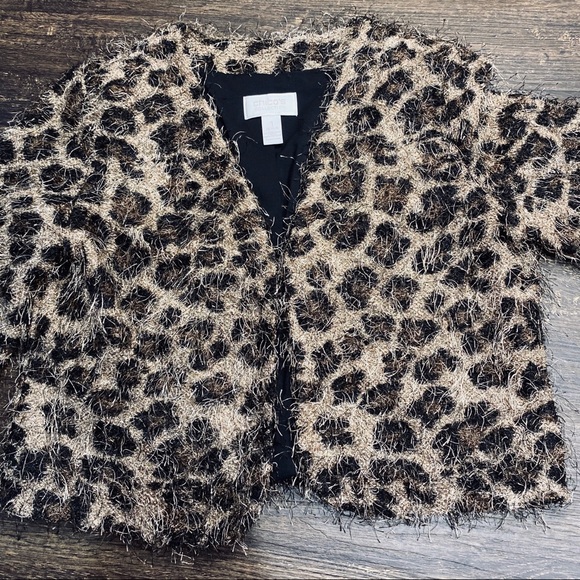Chico’s Leopard Print 3/4 Sleeve Jacket Medium - Picture 3 of 11